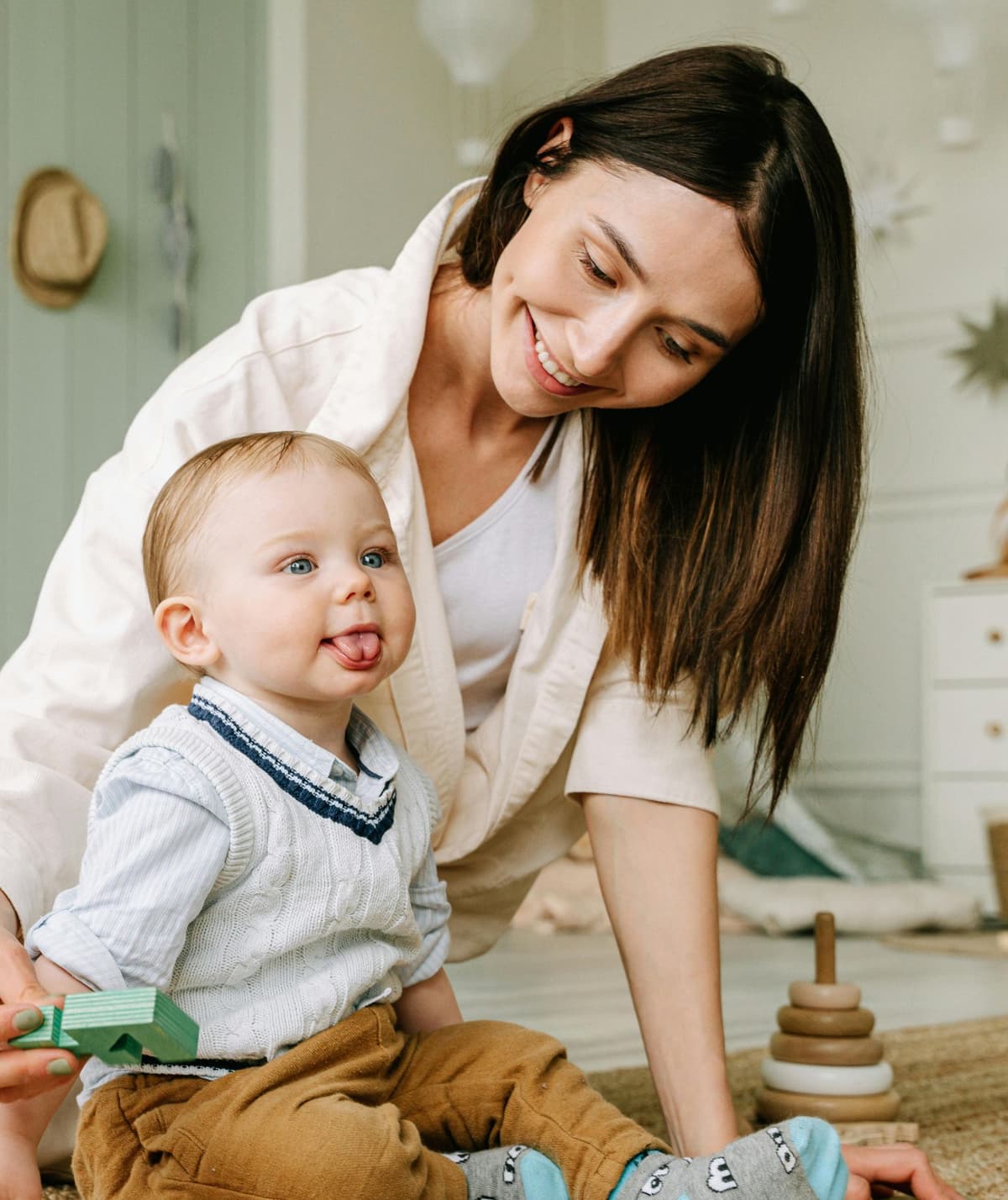 Mother and child learning together